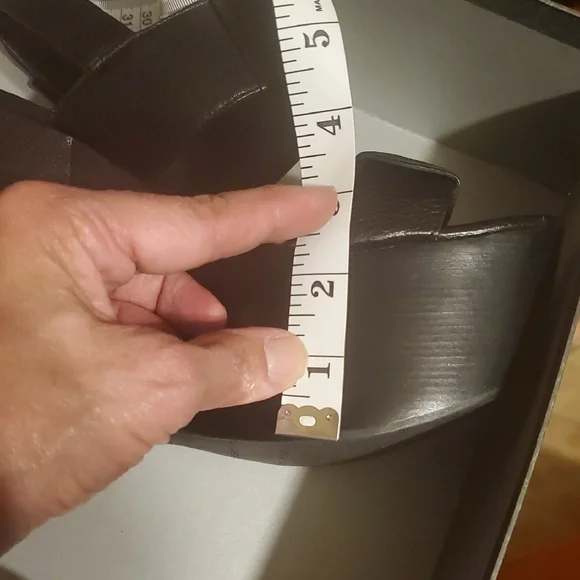 Via Spiga Black Wedge Sandals Strap Leather - Picture 5 of 11